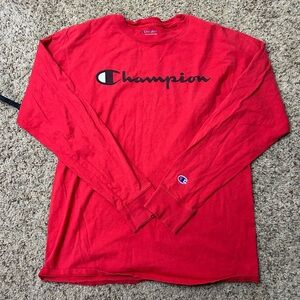 Champion Men's Bold Red Long Sleeve Tee